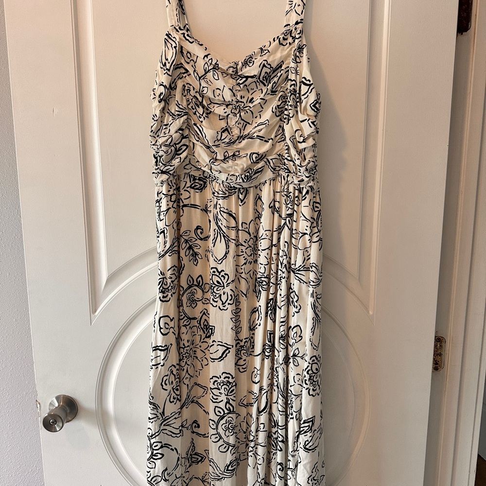 Maurices Black and Cream Floral Maxi Dress